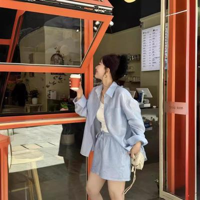 Легкий дышащий комплект из тенсела для защиты от солнца для миниатюрных женщин, летний свободный комплект-двойка - Серия Miu 2025