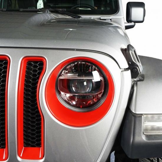Декоративная накладка на фару для Jeep Wrangler JL Sport/Sport S 18+ Красная