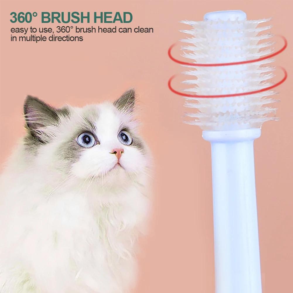 Pet Cat Toothbrush Super Soft Nylon Bristles Tooth Brush 360 Degree Oral Cleaning&Cat Face Blackhead Cleaning Cat Acne Brush