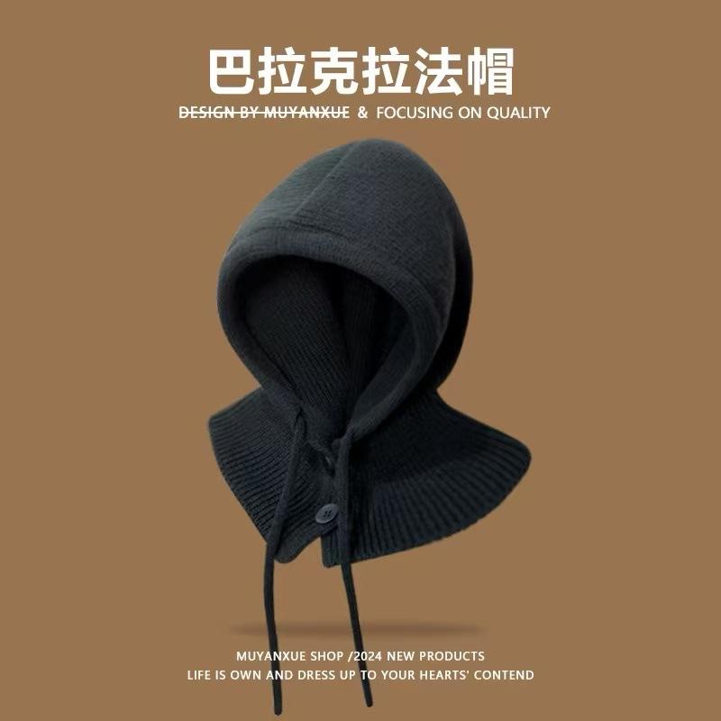 Korean pullover turtleneck button shawl women's winter outside with warm knitted scarf neck protection fake collar shawl cape