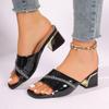 Fashion Summer New High-heeled Sandals Women's Head Thick Heel Rhinobarrhinous Flip-flops Open Toe Women's Shoes
