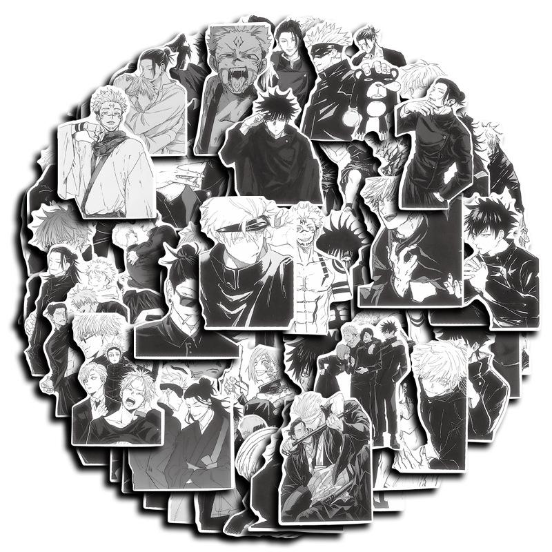 Черно-белые аниме-персонажи Jujutsu Kaisen 60 листов стикеров для дневника и чехол для телефона