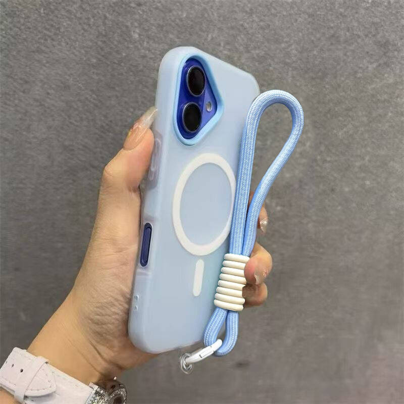 Для Magsafe Конфетный Контрастный Шнурок Магнитный Чехол для iPhone 17 16 15 Pro Max 14 Plus 11 12 13 17 Air Ремешок на Руку/Запястье Матовый Чехол