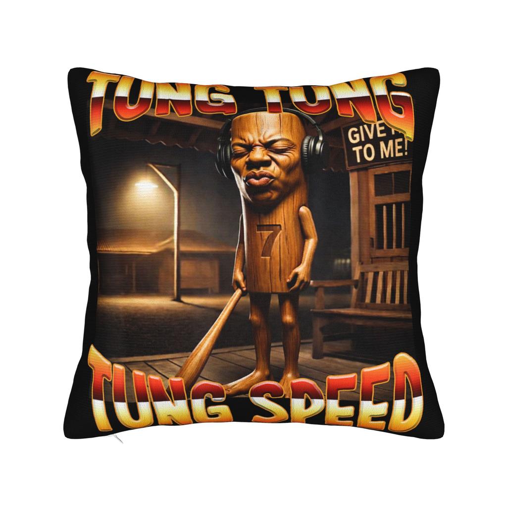Pillow Cover Tung Tung Tung Sahur Bootleg Brainrot Italian Brainrot Meme Trendy Pillow Case For Living Room Chair Pillowcases
