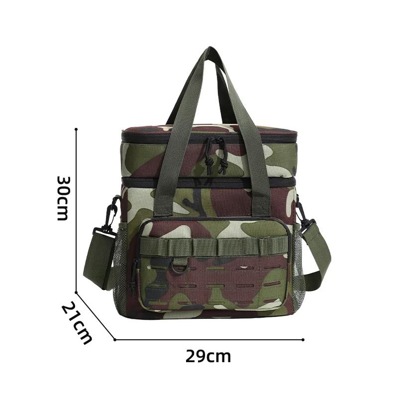 18L 2-Layer Tactical Lunch Bag Outdoor Picnic Cooler Bag Leakproof Insulated Durable Thermal Cooler Bag Meal Camping Picnic