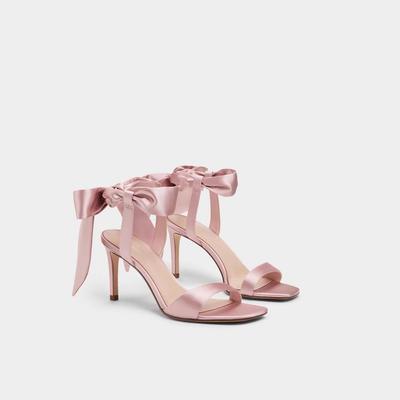 Босоножки-бантики, летние новинки 2025 года, женские, с лентами для юбки, на высоком каблуке с атласным ремешком через пальцы