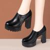 Элегантные дышащие туфли-лодочки на платформе с глубоким вырезом и стразами, осень 2025, туфли на блочном высоком каблуке с мехом для офиса, для модели, для мамы