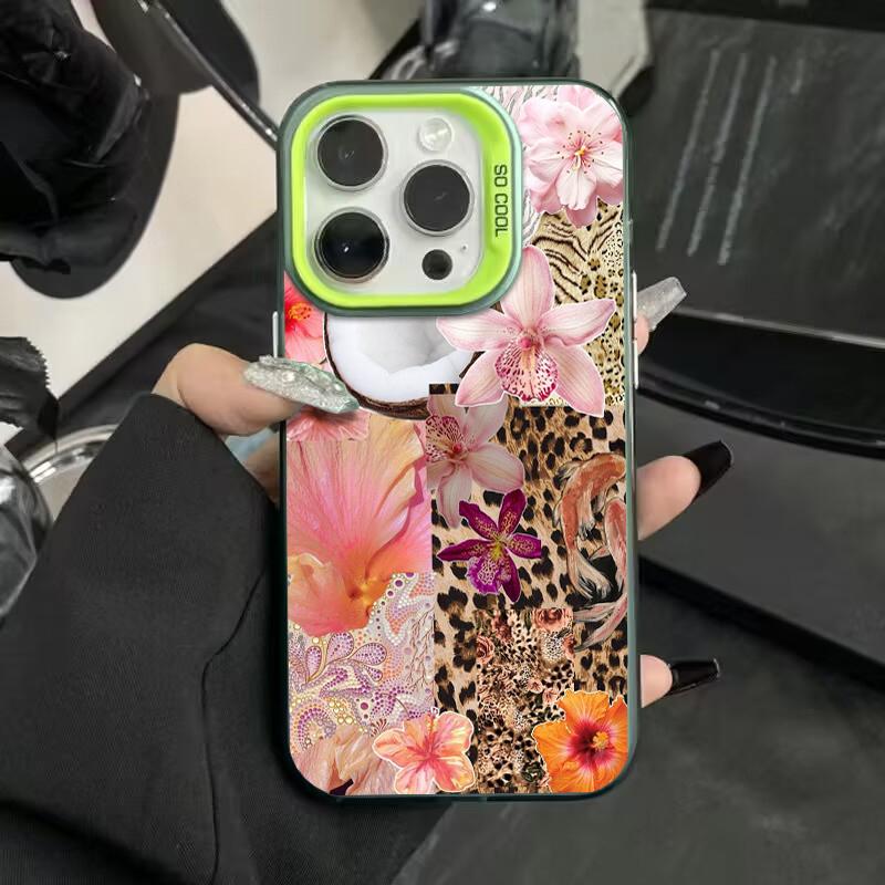 Leopard Print Star Flower Plating Hard Phone Case For IPhone 17 Air 16 15 14 13 12 11 Pro Max Plus Funda Case Cover Bumber Cover