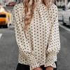 Women Fashion Long Sleeve Ruffles Dots Printed Pullover Shirt Blouse Top