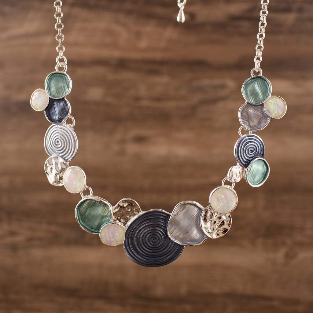 Круглое Цветное Расписное Масло Сплав Ожерелье Богемский Кулон Стиль для Отпуска Мода Женская Индивидуализация