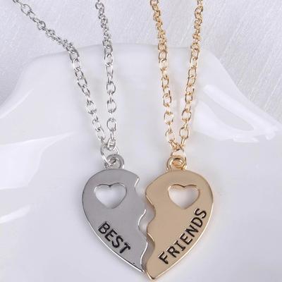 Английское ожерелье Good Friend в форме сердца Love, модная цепочка для свитера с двумя лепестками, инкрустированная бриллиантами.