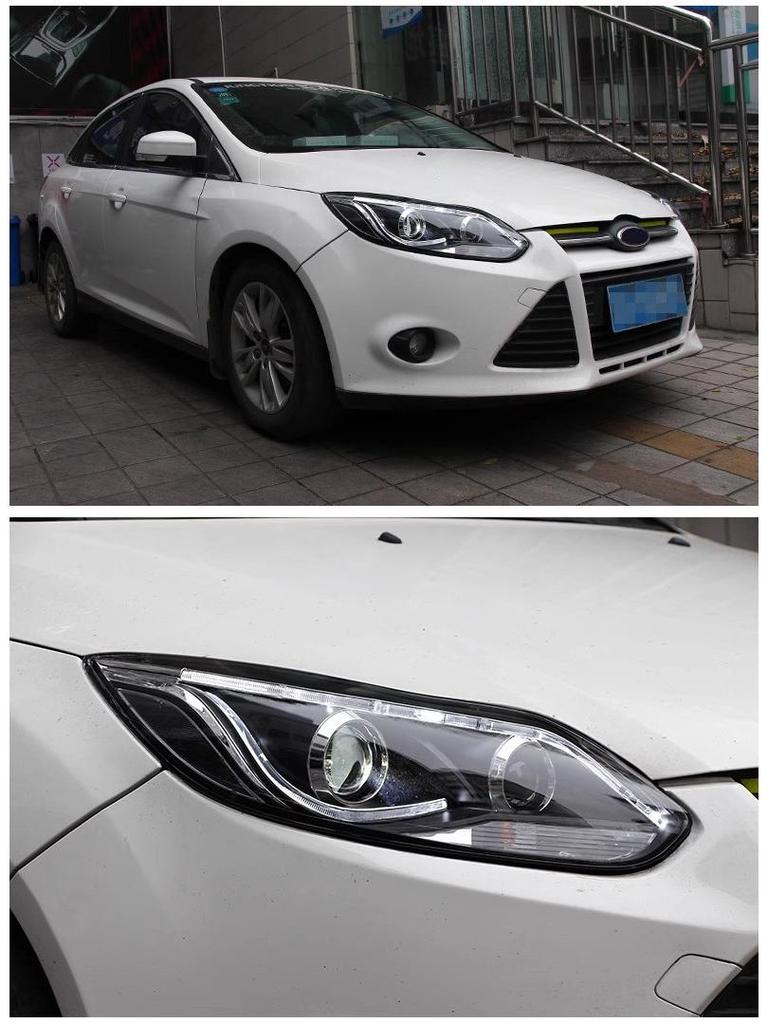 Светодиодная Дневная Ходовая Огни Би-Ксеноновая Проекторная Светодиодная Фара в Сборе для Ford Focus 12-14