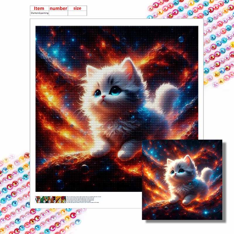 New Arrival 5D DIY Full Circle Diamond Painting "Kitten" Embroidery Cross Stitch Home Decor Gift