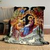 Nativity Icon with Holy Family and AngelsFlannel Blanket for Bedroom, Living Room, Sofa, and Nap
