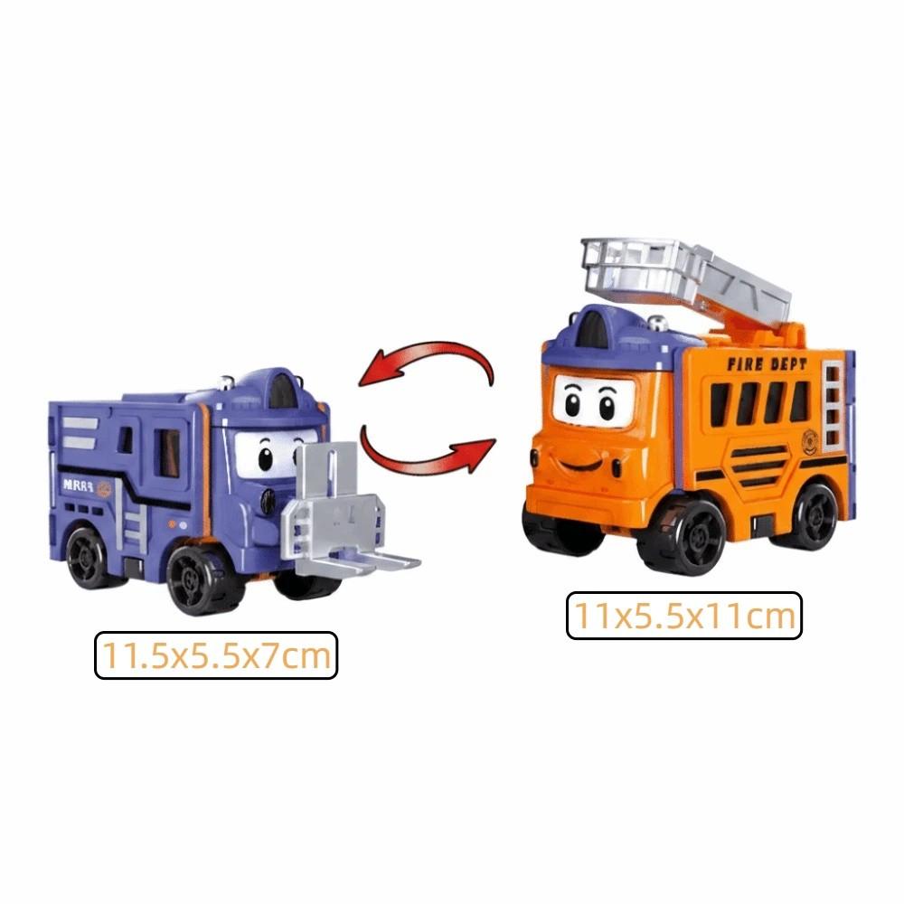 Pull Back Inertia Engineering Vehicle Double-Sided Pull Back Trucks Transformable Car Toy Kids