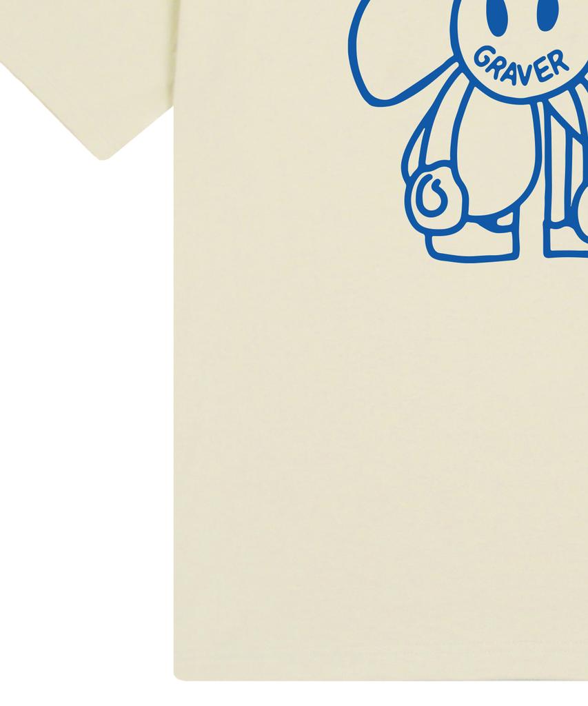 GRAVER [Unisex] Comics Line Flower Drawing Short Sleeve T-Shirt_Sand Beige