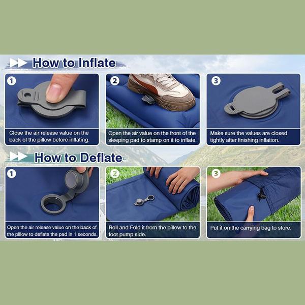 Camping Sleeping Pad Inflatable Waterproof Sleeping Pad with Built-in Pump, Foot Operated Ultra Thick Durable Ultra Light Air Cushion