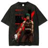 Gojo vs Sukuna Jujutsu Kaisen T-shirt Vintage Washed Anime Graphic Tee Retro Harajuku Oversized Cotton Streetwear Men Clothes
