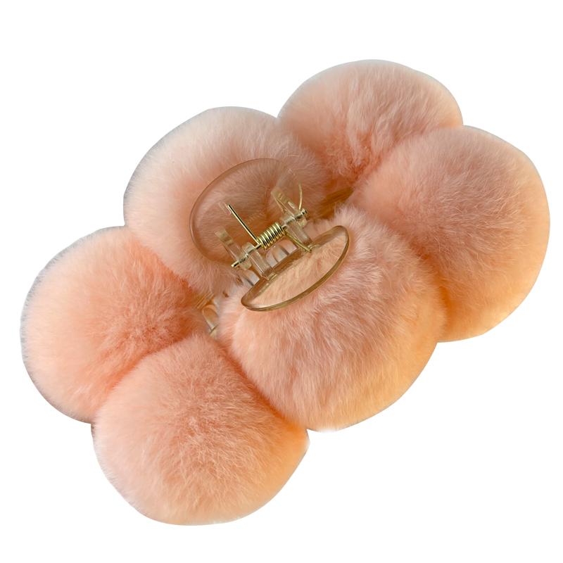 Шарик из меха кролика рекс, большая заколка на голову, милая плюшевая заколка для знаменитостей, аксессуары для волос, осенне-зимний корейский головной убор для волос.