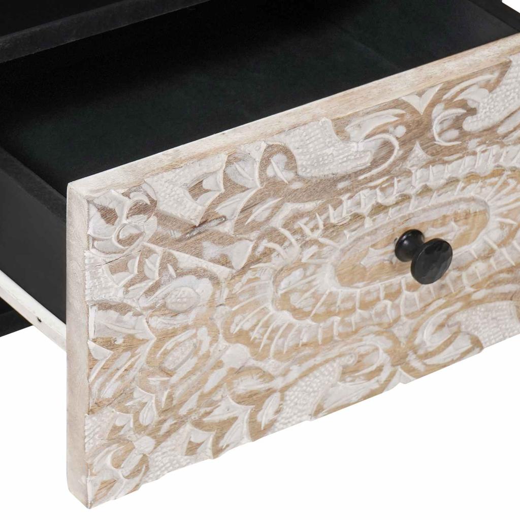Bedside Table 2 pcs White 40 x 33 x 46 cm Solid Mango Wood