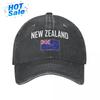 Men Baseball Cap NEW ZEALAND Flag And Font Charcoal Washed Denim Classic Vintage Cotton Dad Trucker Hat Unisex