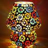 Turkish Multicolored Glass Mushroom Table Lamp , Handcrafted for Bedside,
