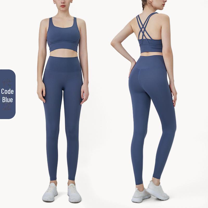 «Летний комплект для йоги на крестообразной спине»: Брюки и топ с высокой талией и утягивающими бедрами