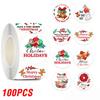 100-500pcs Merry Christmas Sticker , Round Adhesive Decoration Sticker for Cards Envelope Seal Xmas Gift Wraps Box Bags