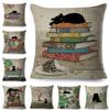 Cute Elegant Black Cat Art Throw Cushion Cover Double Print Decor Cartoon Animal Pillow Case for Sofa Home Linen Pillowcase