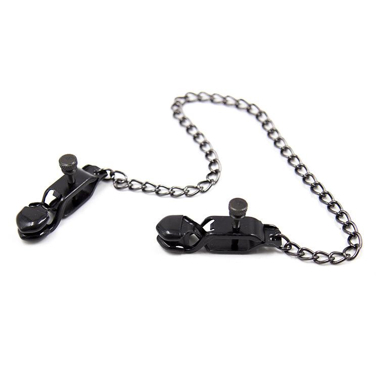 Black Nipple Labia Stimulation Clips with Chain Breast Clamps BDSM Adult Sex Toys Couple Flirting Toys