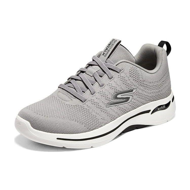 Skechers Go Walk Arch Fit Сетчатые без шнурков Технология Flash Модные Удобные Низкие Повседневные Кроссовки Мужские Светло-серый 216263-LTGY