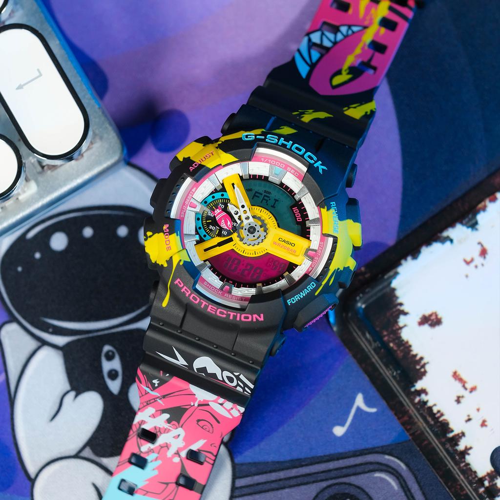 Casio Мужские часы с двойным дисплеем (жидкокристаллический/аналоговый) Серия White GA-110LL-1APR-