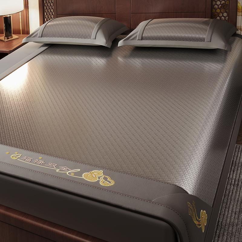 Sleeping grid cool feeling embroidered cool mat with gourd double full body