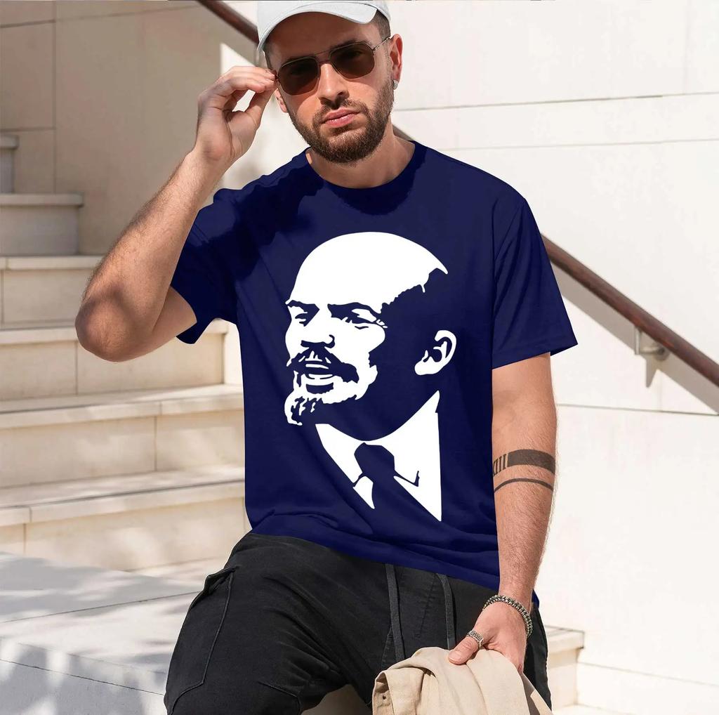 Vladimir Lenin 2026 New Fashion Heavyweight Hot Selling Retro Printed Pattern Fun Round Neck Tshirt For Daily Comfort