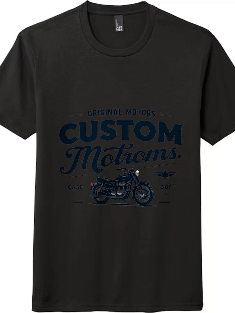 """Custom Motroms""" Винтажная футболка для мотоциклистов - Унисекс, Ретро, Байкерская