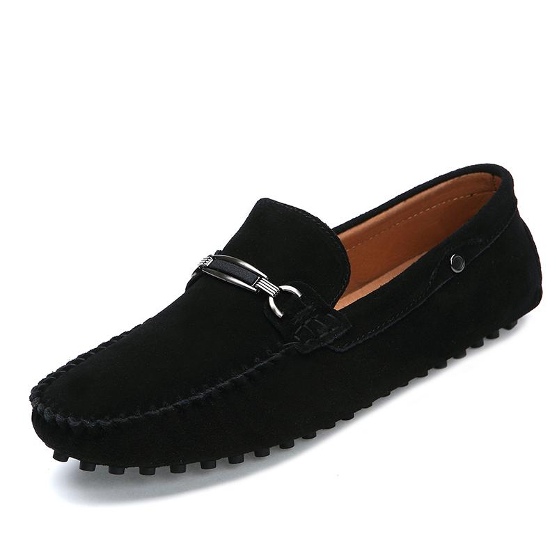 New Suede Leather Casual Shoes Mens Fashion Slip-on Rivets Party Wedding Loafers Moccasins Men Light Comfortable Driving Flats