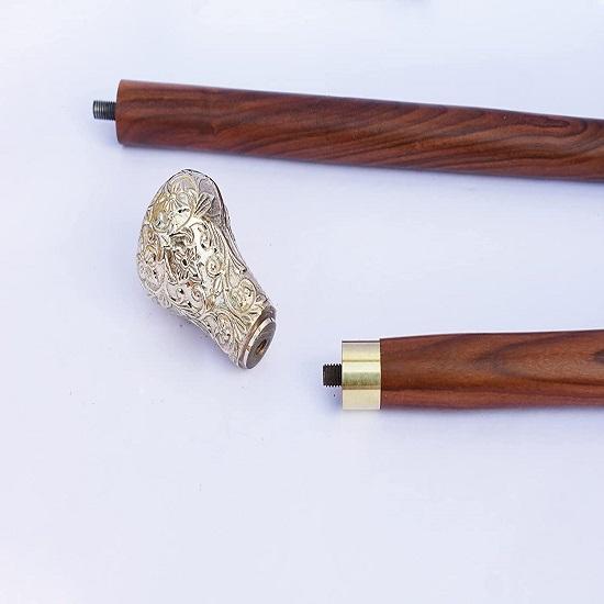 Canes and Walking Sticks In Natural Wood with a Brass Handle