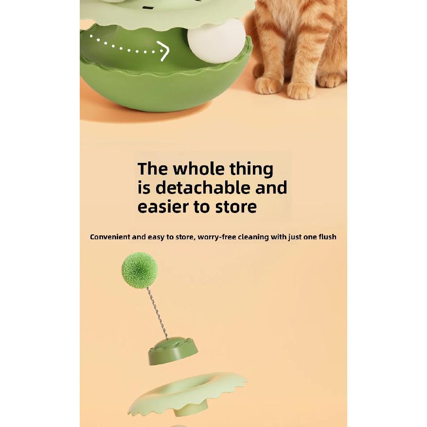 Cat Tumbler Toy Teasing Stick Automatic Rotating Catnip Self Playing Toy for Cats Soothing Interactive Play