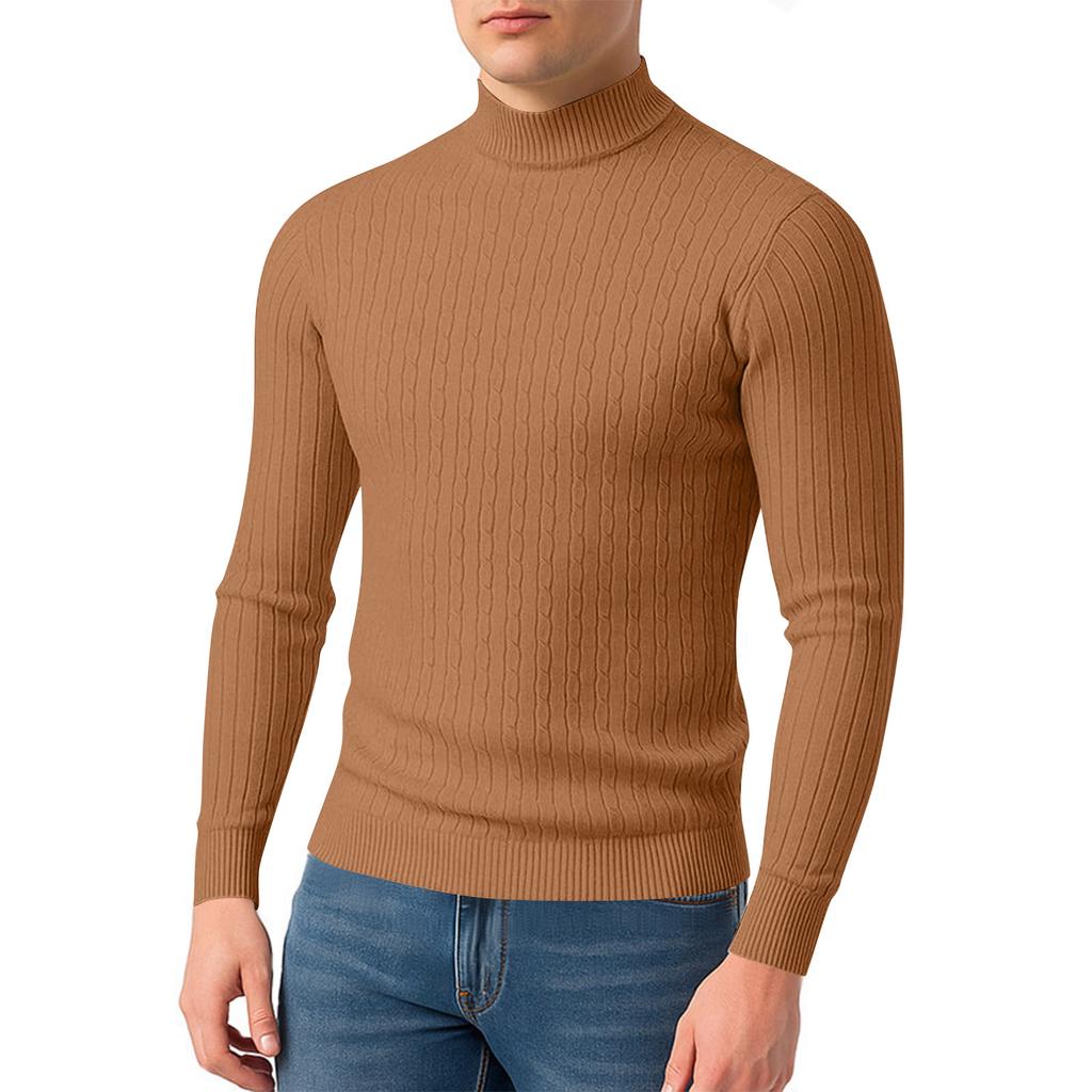 Men's Twisted Solid Color Sweater Men's Half Turtleneck Knitted Bottoming Shirt