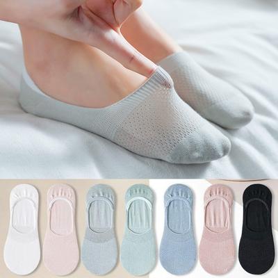 Летние ультратонкие дышащие тапочки-носки, однотонные низкие носки-лодочки, силиконовые противоскользящие невидимые носки-невидимки