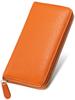 Long Italian Shrink Genuine Skimming Prevention Wallet [Uneven] Wallet, Leather, Leather, Women's, Leather, (Orange)