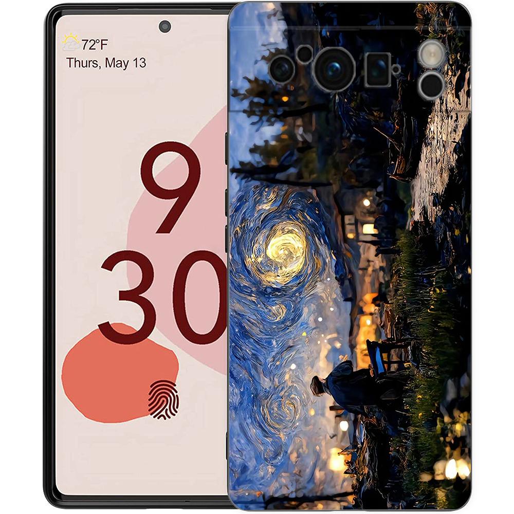 Ретро Чехол для телефона с картиной Ван Гога для Google Pixel 8 7 6 Pro 6A 7A 5G Мягкий Силиконовый Ударопрочный ТПУ Черный Чехол TPU Fundas