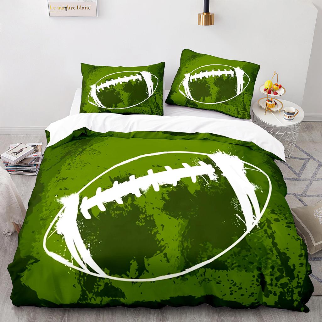 3PC America Football Bedding Microfiber Full/Queen/King/Twin Sport Duvet Cover Set for Boys Girls Teen Speed Victory Quilt Cover