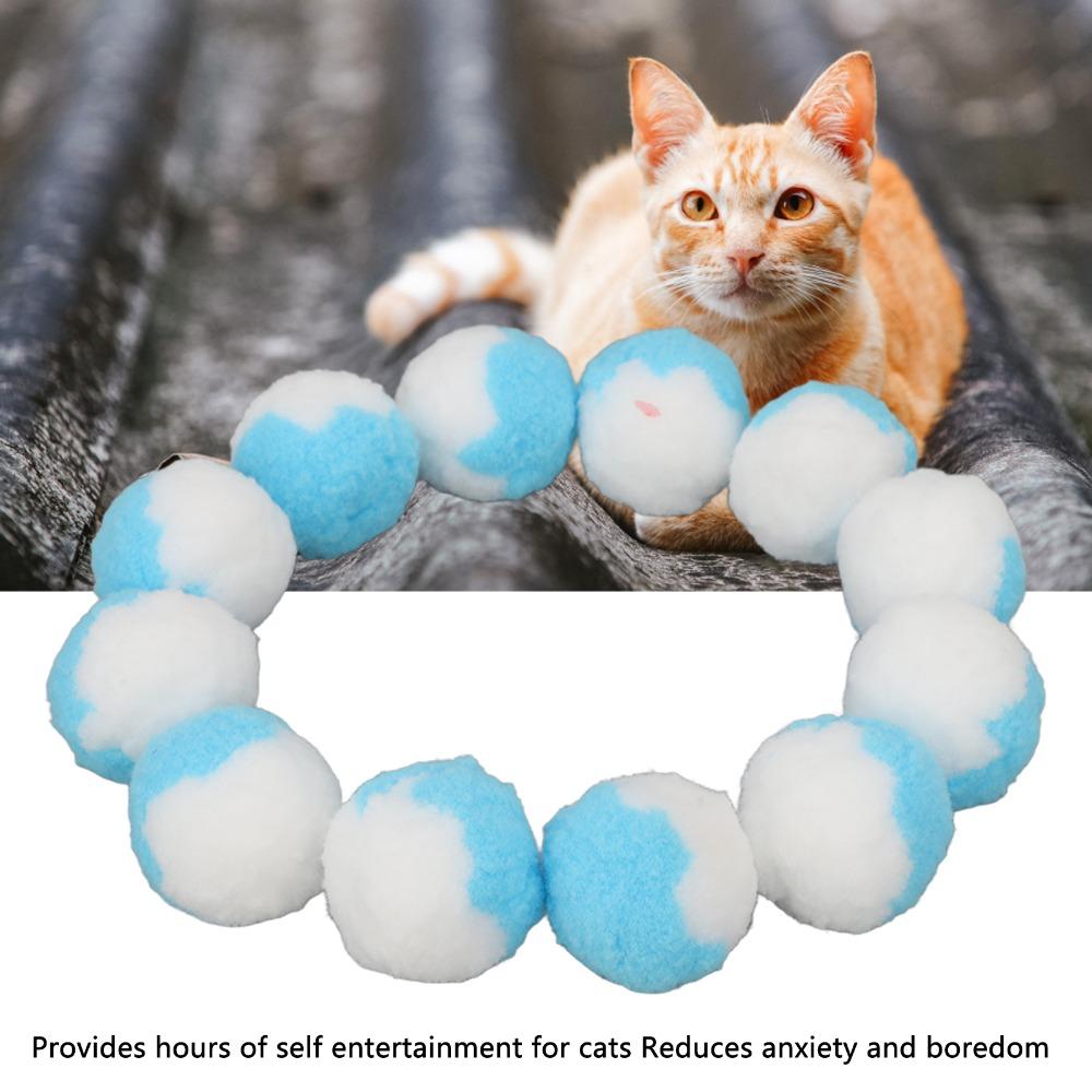 12PCS Quiet Kitten Chewing Ball Plush Texture Interactive Cat Ball Cute Cat Pom Balls Indoor Play