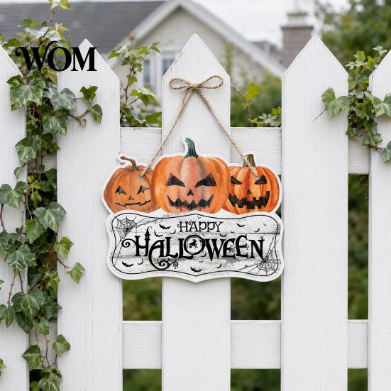Durable Halloween Party Decor Pumpkin Door Hanging Decor, Spooky Festive Wall Ornament for Scene, Front Entryway Decoration, Trick or Treat Home Gift