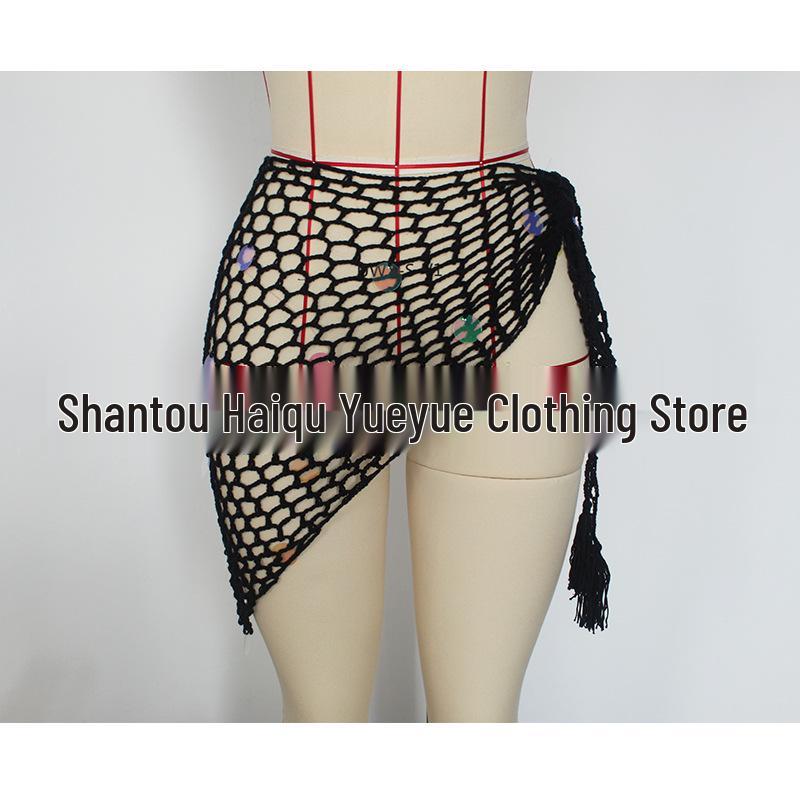 Hand-Crocheted Sequin Bikini Cover-Up Skirt