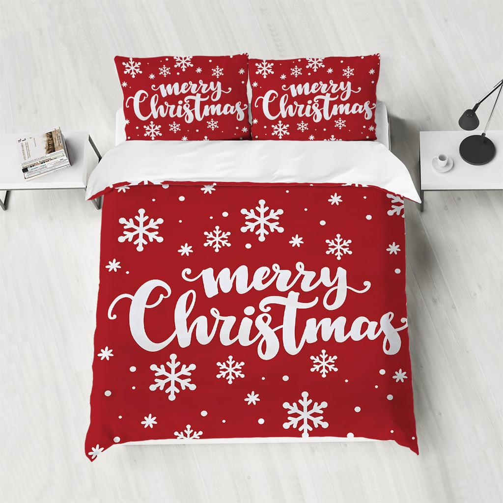 Рождественское трехпредметное постельное белье Цифровая печать Рождественский набор одеял с надписями Постельное белье