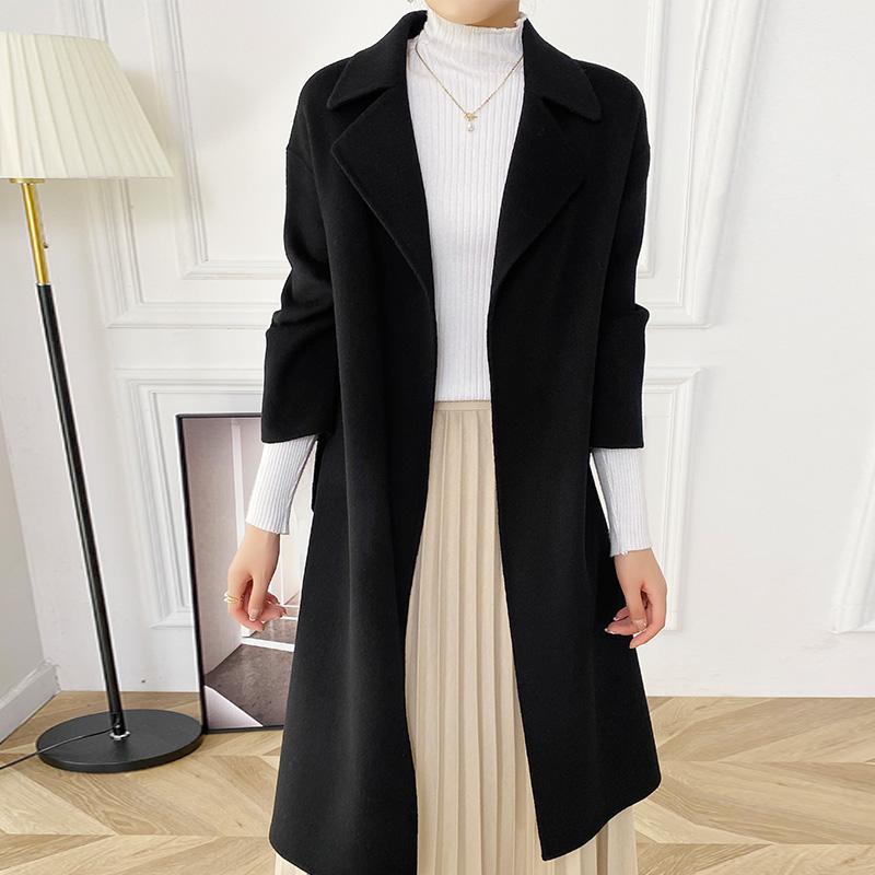 Женское шерстяное пальто TIDENOVEL 100% шерсть осеннее шерстяное длинное пальто ручной работы свободное пальто-бушлат зимняя теплая шерстяная длинная куртка кашемировое пальто