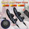 Электрошок Пенис Массажер Пальцевая Манжета Вибраторы для Мужской Головки Стимулятор Точки G Тренажер Задержки Эякуляции Кольцо Секс-Игрушки