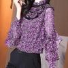 Fashion Chiffon Shirt Spring Autumn Ruffle Edge Stitching Bottoming Blouse New Long Sleeved Thin Top M-4XL